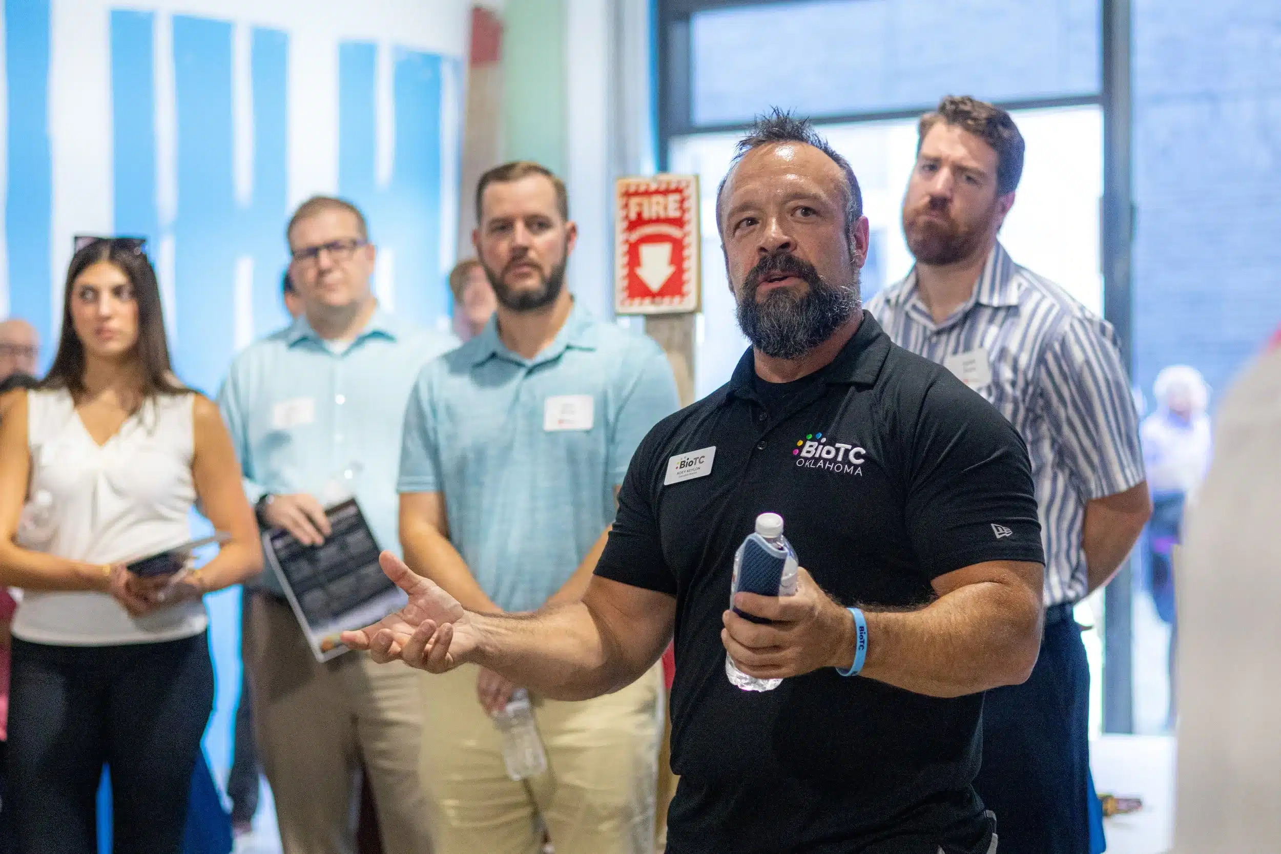 BioTC Executive Director Koey Keylon leads a tour of the new lab space in Innovation Hall.