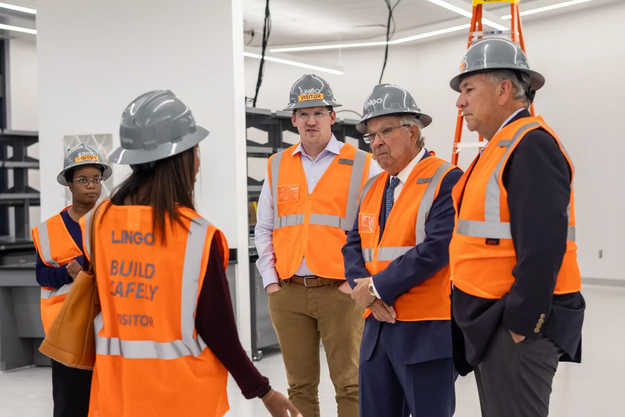 Presbyterian Health Foundation representatives tour the BioTC lab under construction at Innovation Hall.